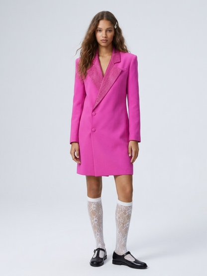 Women's Luxury Long Pink Blazer Coat MAGENTA NIGHTS New Collection Prêt-À-Porter BYMANYC ® New York