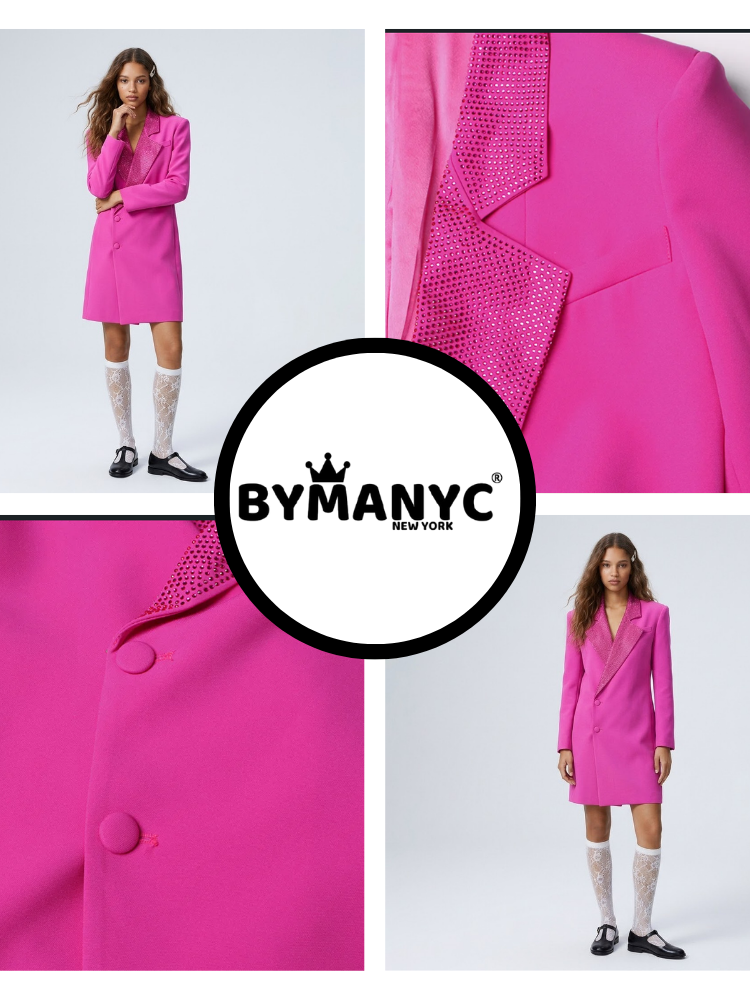 Women's Luxury Long Pink Blazer Coat MAGENTA NIGHTS New Collection Prêt-À-Porter BYMANYC ® New York