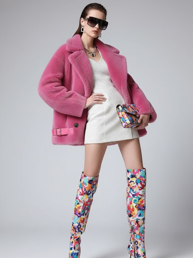Women's Oversized Shearling Peacoat CHELSEA New Collection Couture in Manhattan BYMANYC ® New York