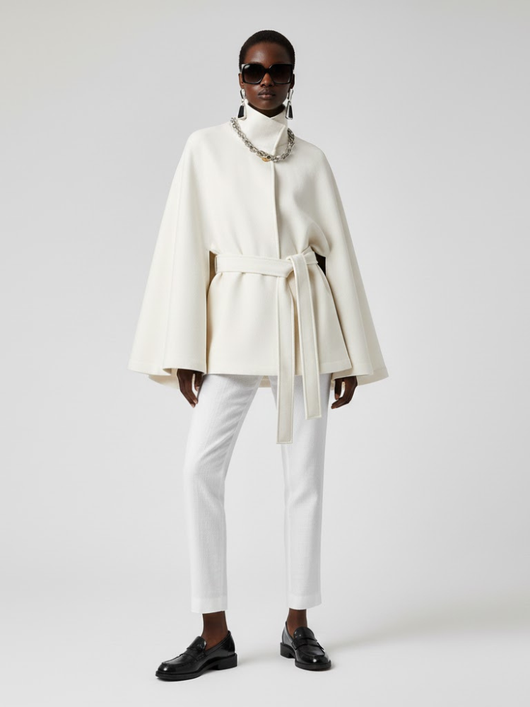 Women's Structured Sash Cape BLACK - PROSPECT HEIGHTS: New Collection COUTURE in BROOKLYN - BYMANYC ® New York