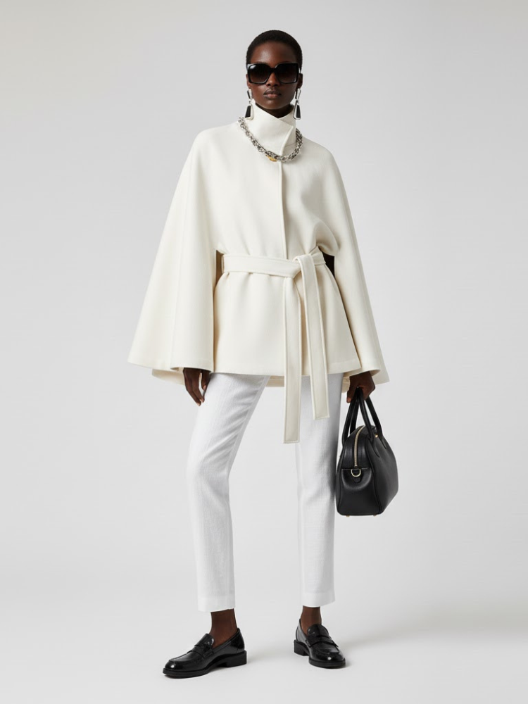 Women's Structured Sash Cape BLACK - PROSPECT HEIGHTS: New Collection COUTURE in BROOKLYN - BYMANYC ® New York