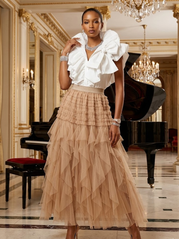Women's Taupe Tulle Skirt • MONTMARTRE • New Collection PARIS LE MARAIS BYMANYC ® New York