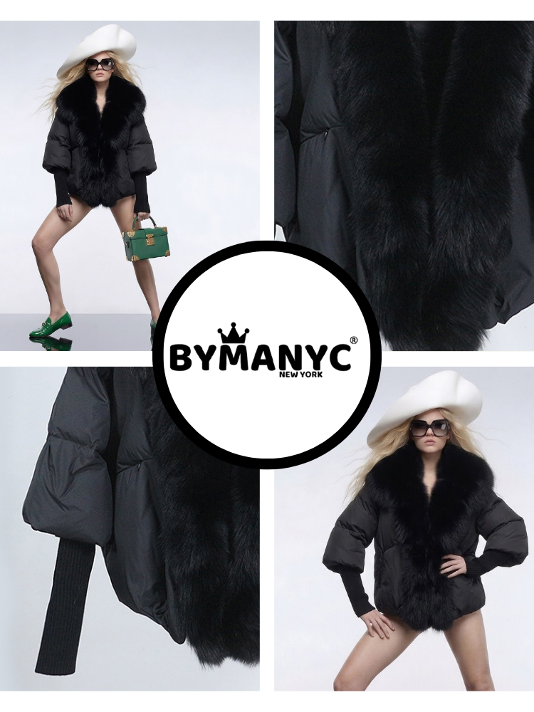 Women's Total Black Luxury Puffer Jacket ST. MORITZ New Collection Prêt-À-Porter BYMANYC ® New York