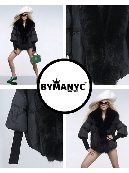 Women's Total Black Luxury Puffer Jacket ST. MORITZ New Collection Prêt-À-Porter BYMANYC ® New York