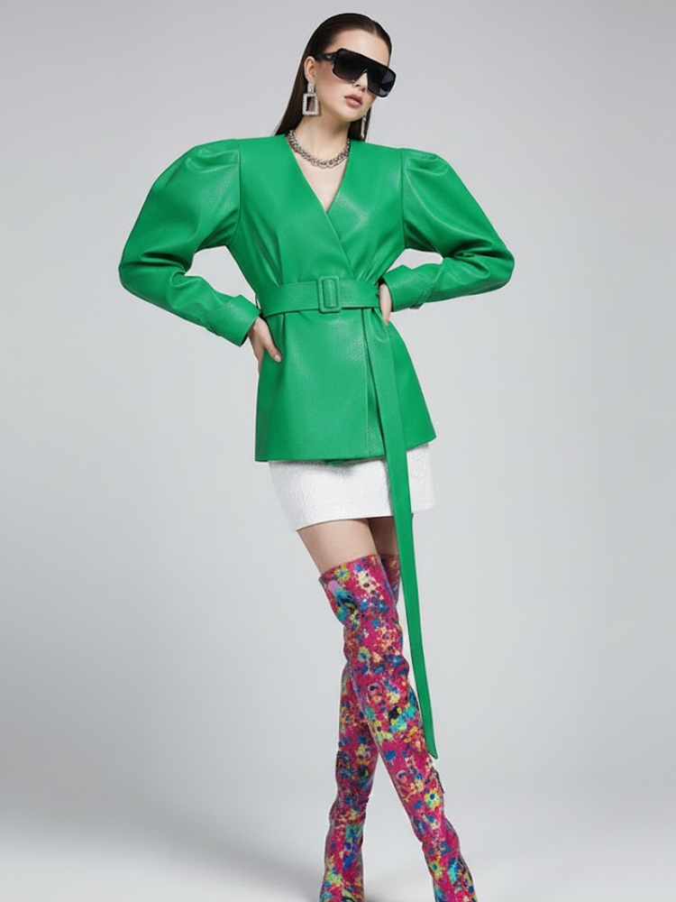 Women's Wrap Jacket EMERALD - DUMBO: New Collection COUTURE in BROOKLYN - BYMANYC ® New York
