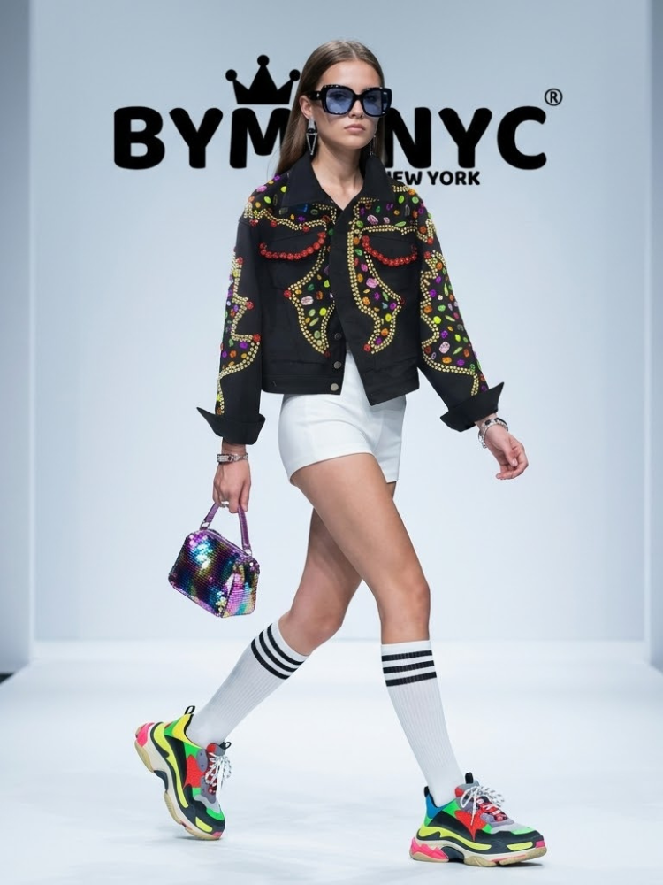 Women's Black Denim Jacket Beaded Jewel Embellished BYMANYC ® New York CONTEMPORARY VIBRANT MODERN OUTERWEAR - New Collection