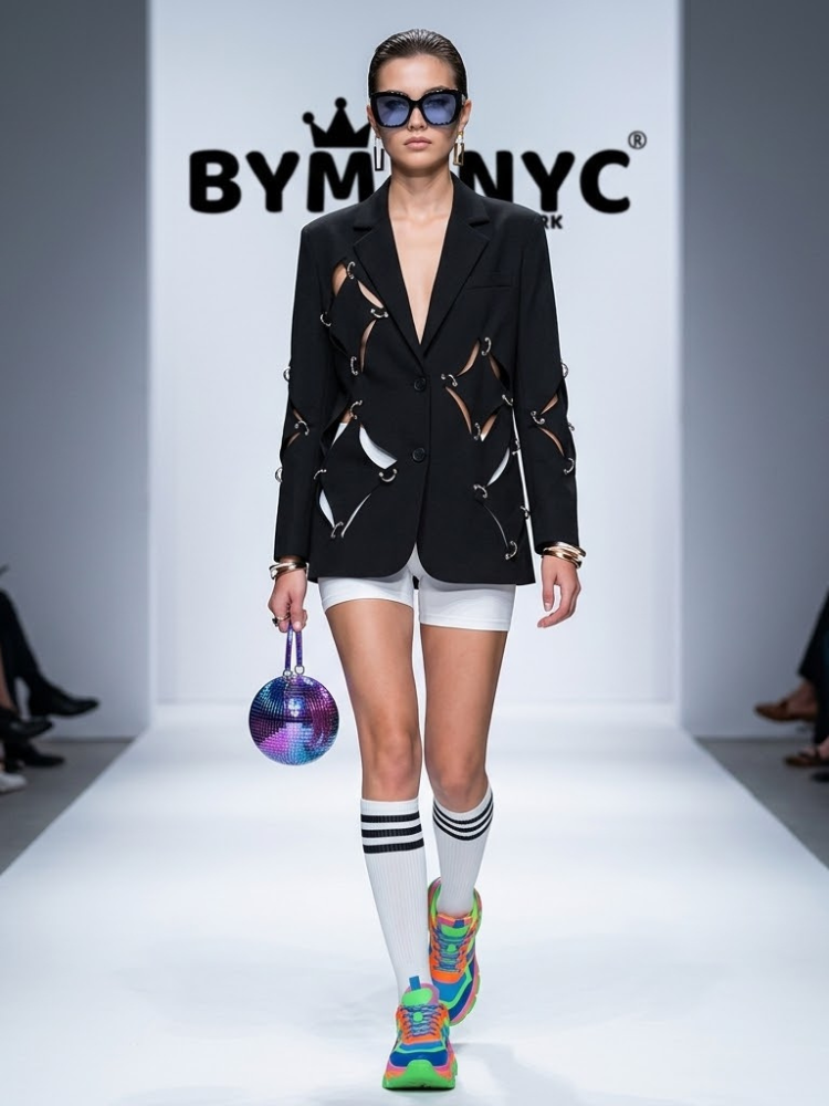 Women's Black Blazer Metal Ring Cutout BYMANYC ® New York CONTEMPORARY EDGY MODERN OUTERWEAR - New Collection