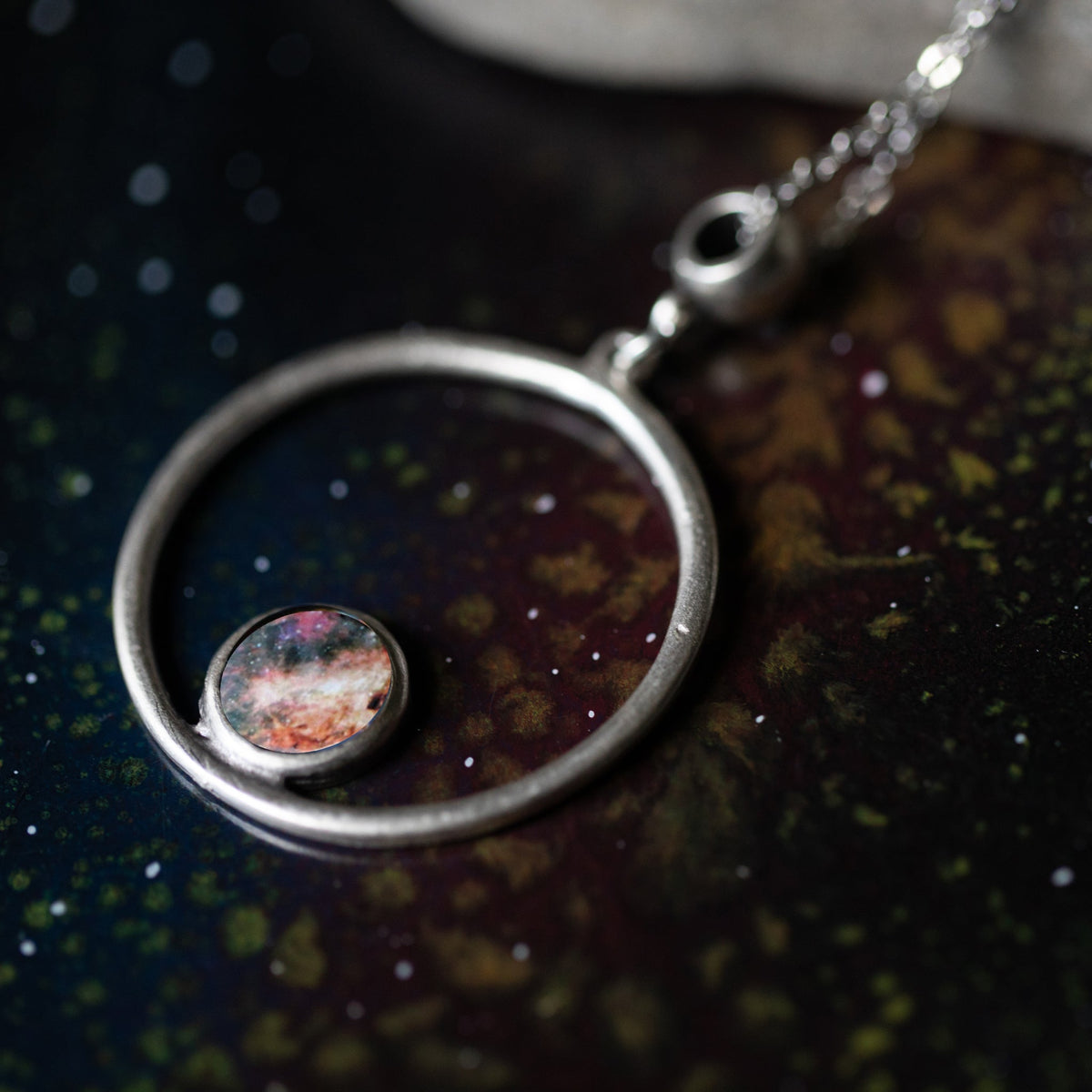 Silver Galaxy Circle Necklace