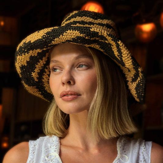 The Zenda Wide Brim Raffia Rancher Hat in Black