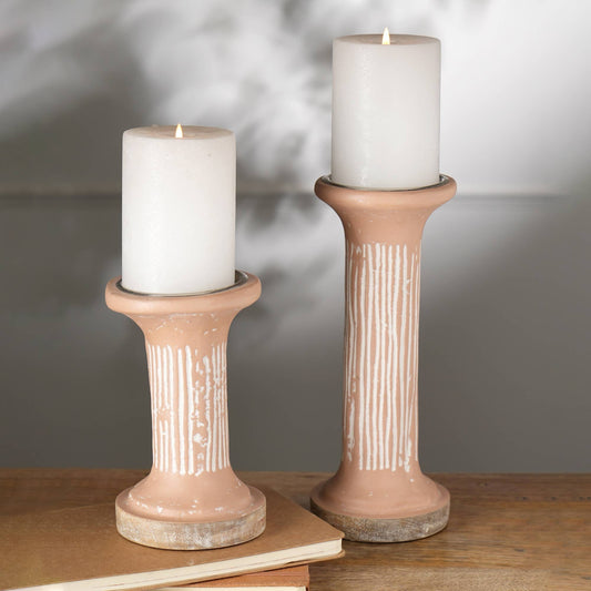 Brown EcoMix Pillar Tall Candle Holder – Sustainable Candle Stand for Elegant Lighting-4X4X7'