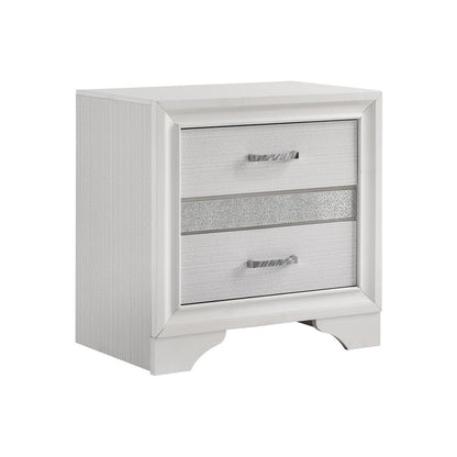 2 Drawers Nighstand with 1 Jewelry Tray, White