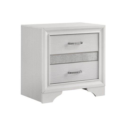2 Drawers Nighstand with 1 Jewelry Tray, White