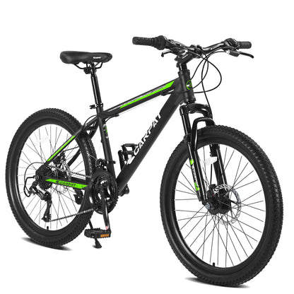 26 Inch Mountain Bike, Shimano 21 Speeds with Mechanical Disc Brakes, High-Carbon Steel Frame, Suspension MTB Bikes Mountain Bicycle for Adult & Teenagers
