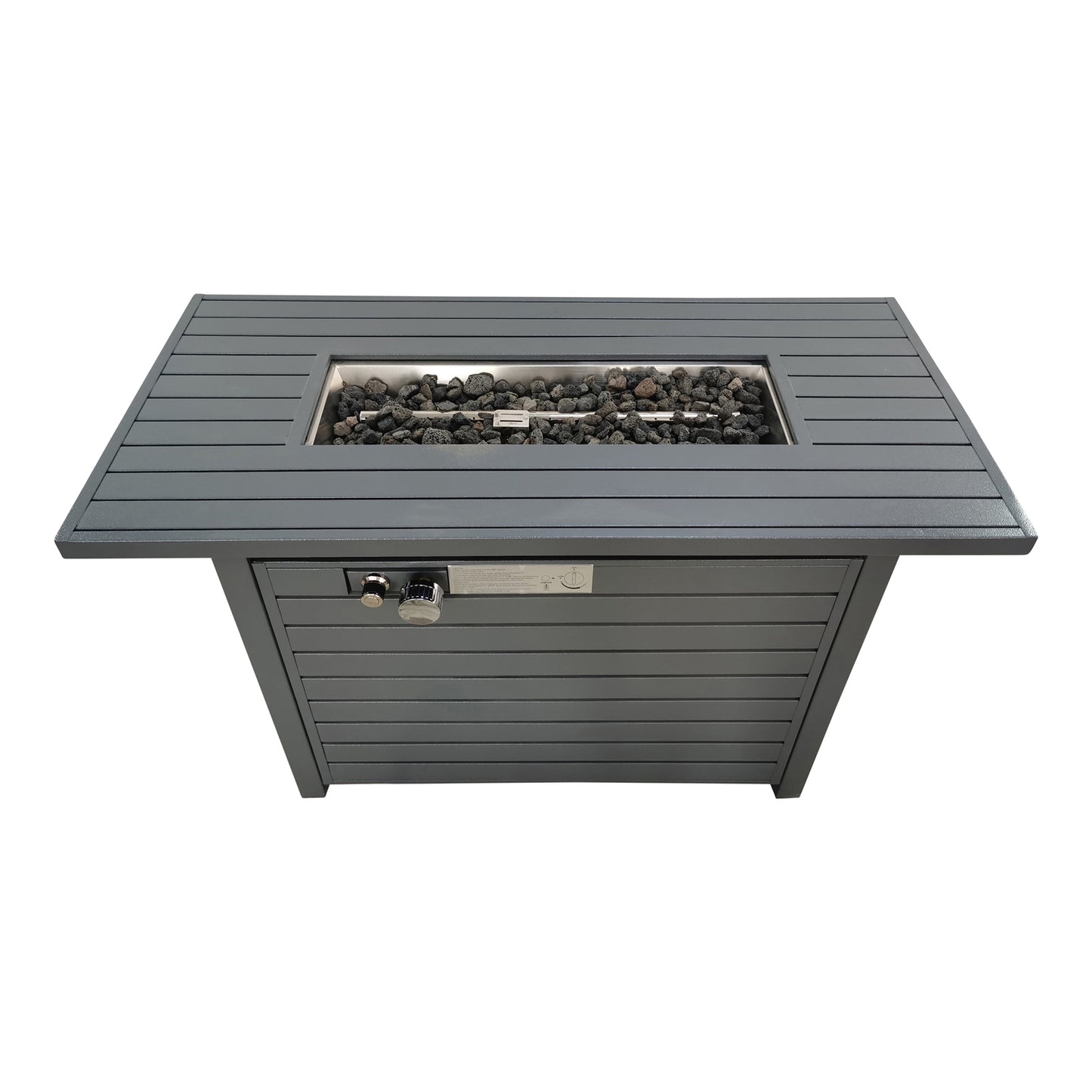 Living Source International Steel Outdoor Fire Pit Table with Lid Gray 25'' H x 42'' W