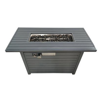 Living Source International Steel Outdoor Fire Pit Table with Lid Gray 25'' H x 42'' W