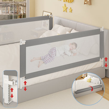 Bed Rail for Toddlers, Detachable Baby Bed Rail Guard, Suitable for Queen, Full, Bed Rails for Toddlers and Baby(Grey, 78.7', 2 Side)