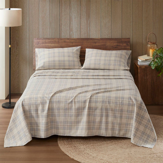 4 Pieces Full 100% Cotton Flannel Printed Sheet Set,Andrews