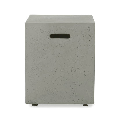 Modern Magnesium Oxide Tank Holder Side Table with Smooth Concrete Surface in Light Grey
