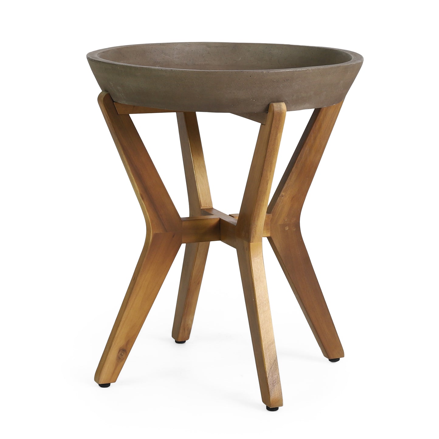 YUKON Contemporary Side Table with Lightweight Concrete Top and Acacia Wood Frame in Grey