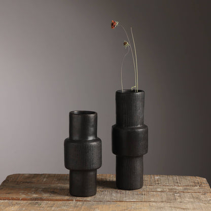 Longpi Pottery Décor Object  3.75'x3.75'x10' Handmade Clay Art