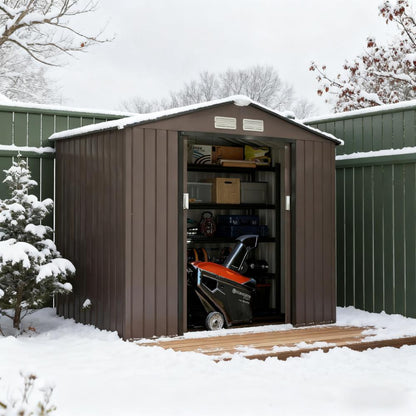 Brown  83.75' L x 51.25' W x 72.75' H Outdoor Storage Shed, Garden Tool House for Backyard Patio