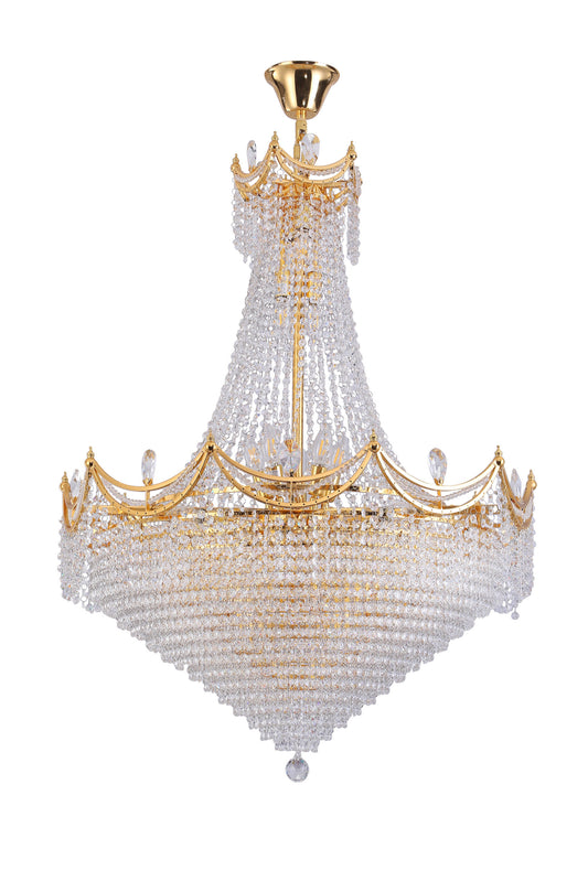 42' in Luxurious CZAR K9 Crystal Single Tier Chandelier 22-LED Bulbs Neo Classical Hardwired Ceiling Chandelier Lamp for Living Room, Hallway, Dining Room