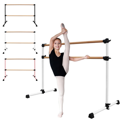 6FT White Solid Wood Ballet Barre With Adjustable Range Of 6.7-46 Inches For Dance Practice