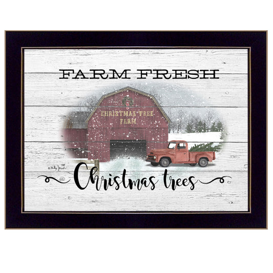 'Farm Fresh Christmas Trees' By Billy Jacobs, Ready to Hang Framed Print, Black Frame