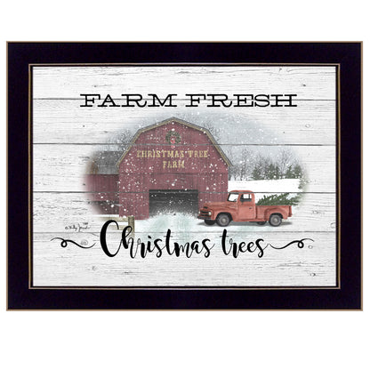'Farm Fresh Christmas Trees' By Billy Jacobs, Ready to Hang Framed Print, Black Frame