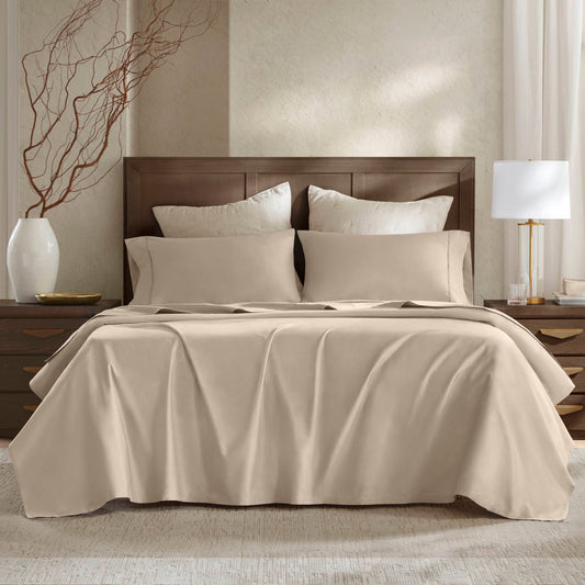 5 Pieces Split King Sateen Sheet Set,Linen
