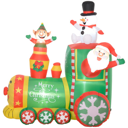 Outsunny 5.9' Christmas Inflatables Train with White LED Lights, Blow-Up Outdoor Christmas Decorations for Lawn Garden Party