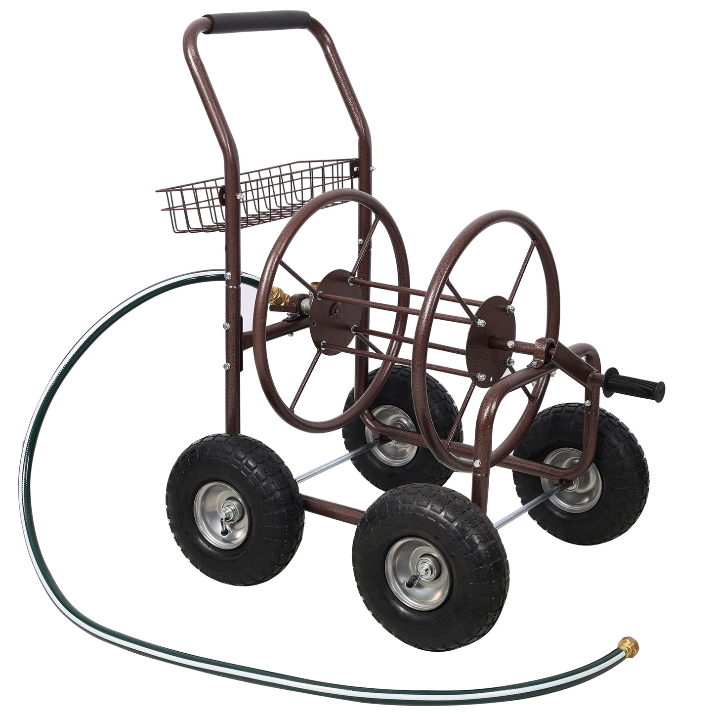 Expressions Metal Hose Reel Cart with Wheels - Heavy Duty Hose Caddie - 250 Ft Hose Capacity