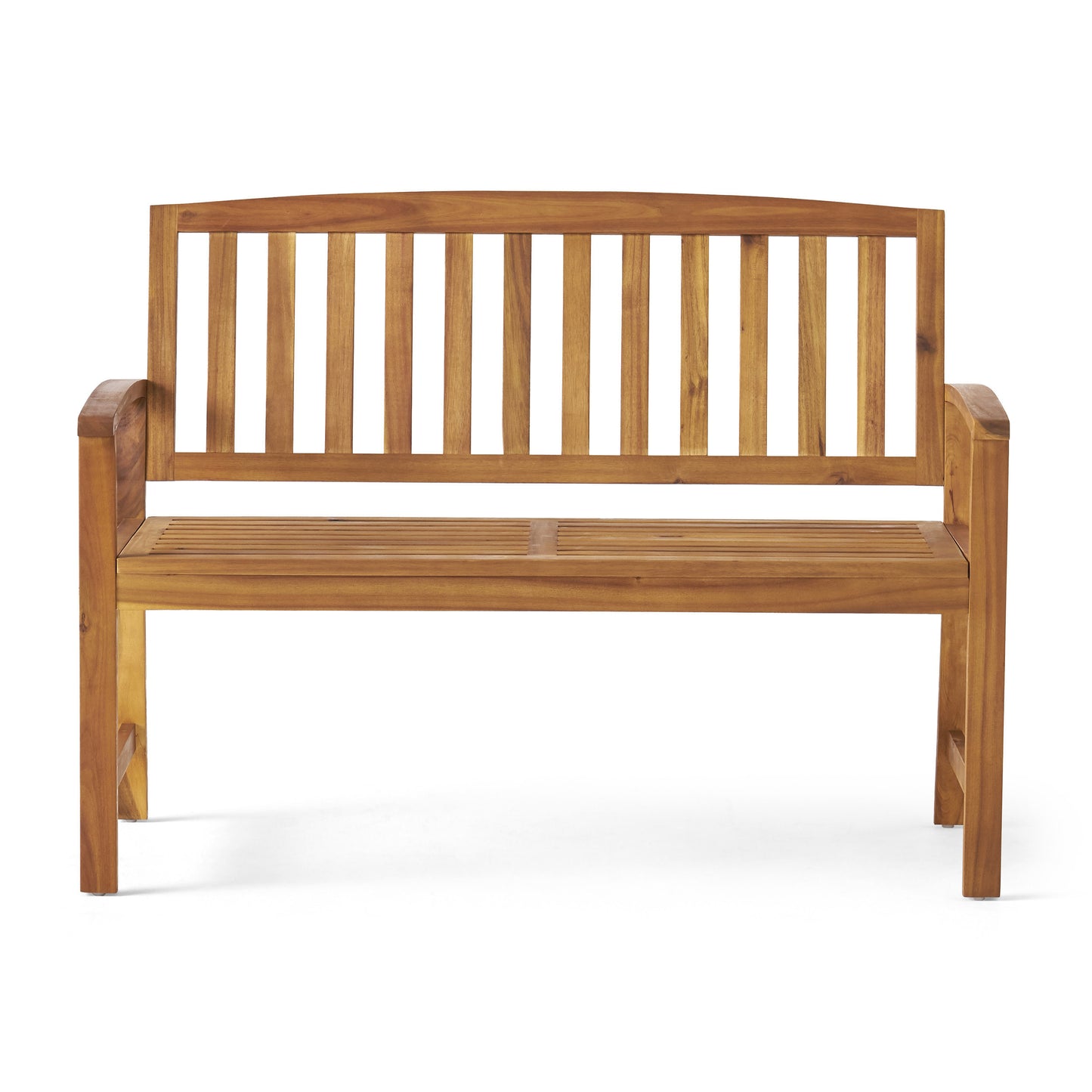 Farmhouse Style Outdoor Bench with Teak Finish Acacia Wood 48.82 Inch