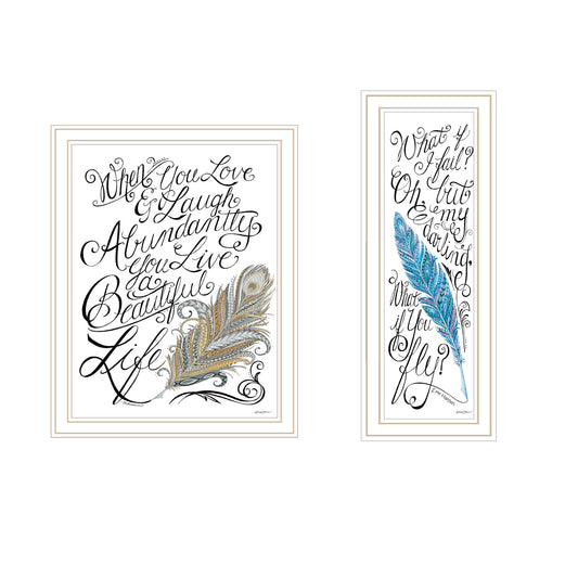 Trendy Decor 4U 2- Piece Vignette What if I FAIL? White Framed Wall Art for Living Room, Bedroom Wall Art Print for Home Decor by Deb Strain