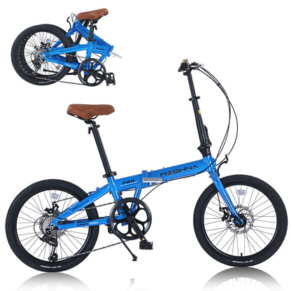 20' Folding City Bike, Lightweight Aluminum Frame, 7-Speed Folding Bike