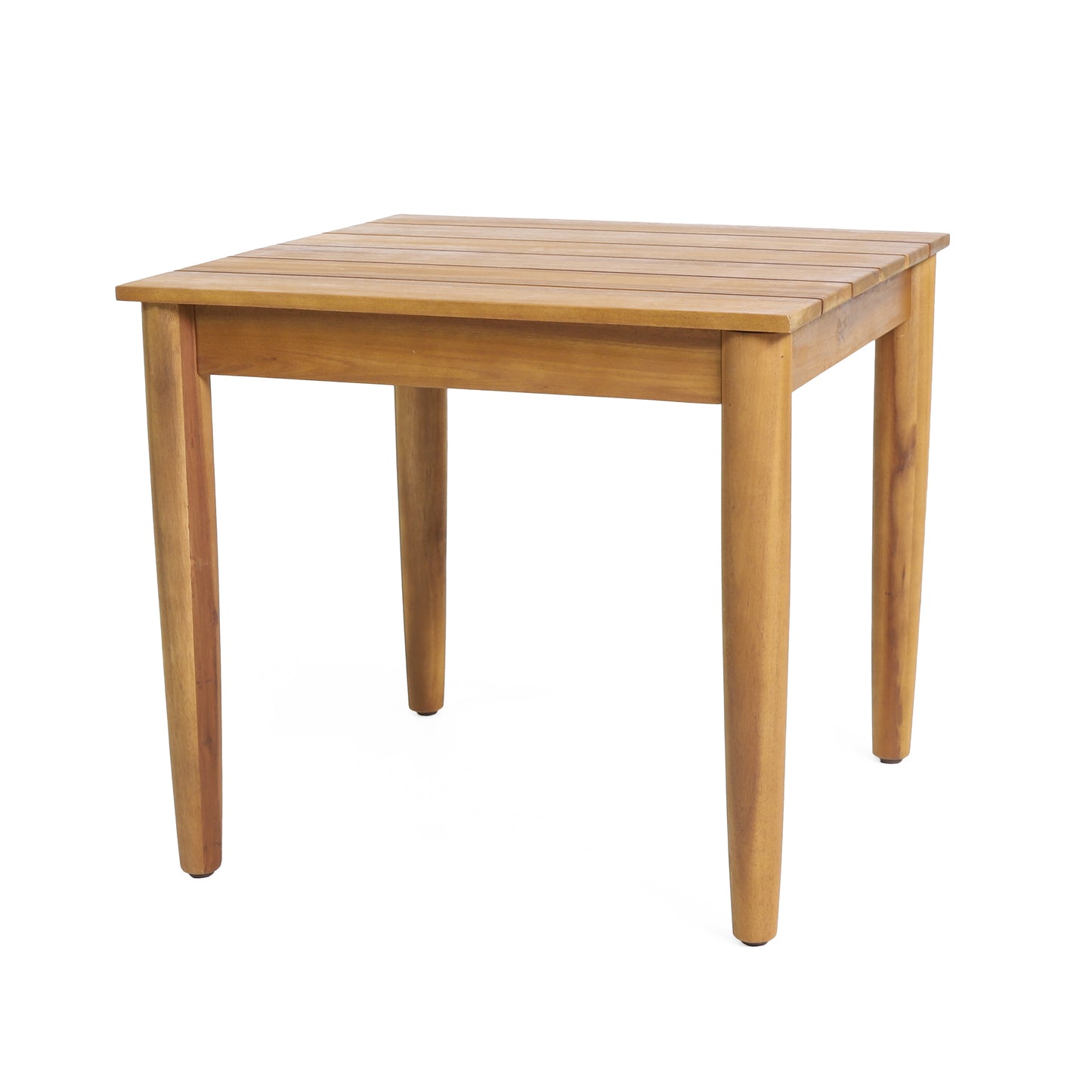Outdoor Square Side Table with Slatted Top and Wood Frame, Teak