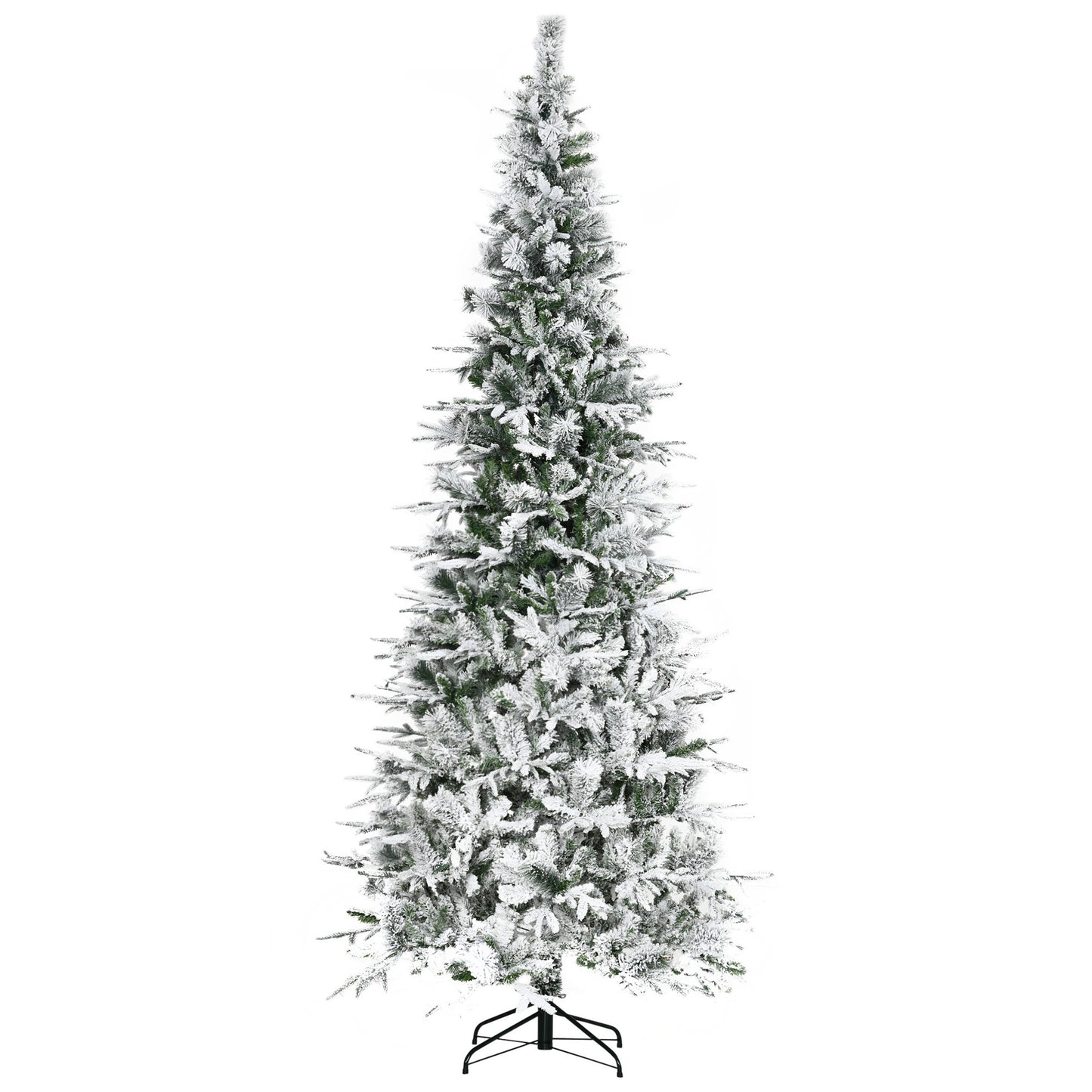 HOMCOM 9' Unlit Snow Flocked Pine Artificial Christmas Tree with Realistic Branches and 1159 Tips, Green