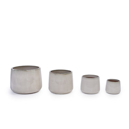4 Pieces Ceramic Flowerpot, Modern Planter for Patio, Garden or Windowsills - American White Oak
