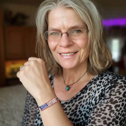 USA 250th Anniversary Beaded Silver Letter Bracelet