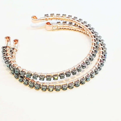 Wire Wrapped Turquoise Crystal Tennis Bangle Bracelet