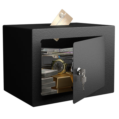 Secure Safe With Key And Password Money Home Safe, 0.23 Cubic Feet Small Safe, Mini Storage Cabinet, Suitable For Home Use, Can Store Money, Documents, And Valuable Items