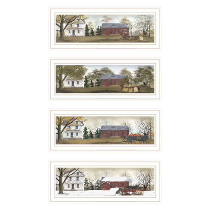 Trendy Decor 4U 4- Piece Vignette Four Seasons Homesteads White Framed Wall Art for Living Room, Bedroom Wall Art Print for Home Decor by Billy Jacobs