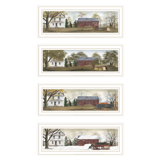 Trendy Decor 4U 4- Piece Vignette Four Seasons Homesteads White Framed Wall Art for Living Room, Bedroom Wall Art Print for Home Decor by Billy Jacobs