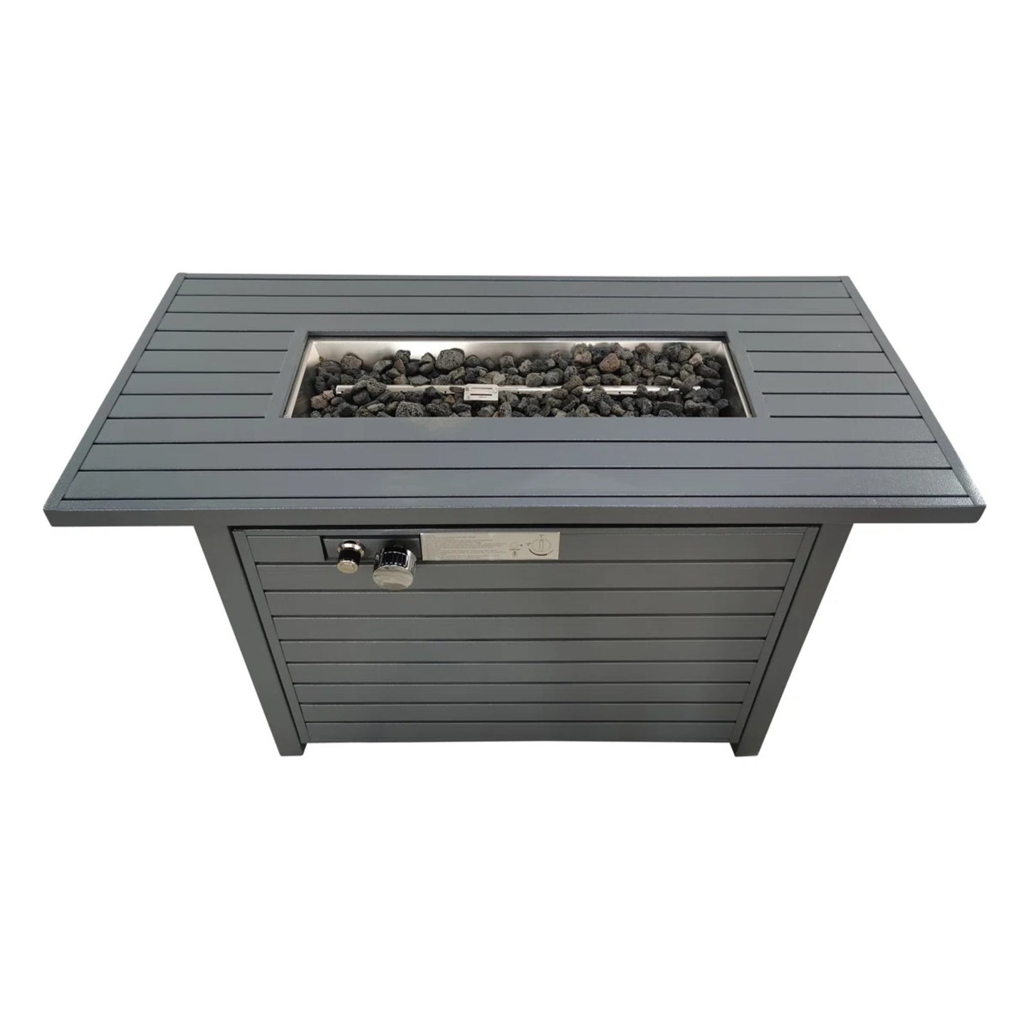 Outdoor Fire Pit Table with Lid, 50000 BTU, Gray Steel, 25 H x 42 W