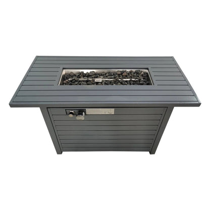 Outdoor Fire Pit Table with Lid, 50000 BTU, Gray Steel, 25 H x 42 W