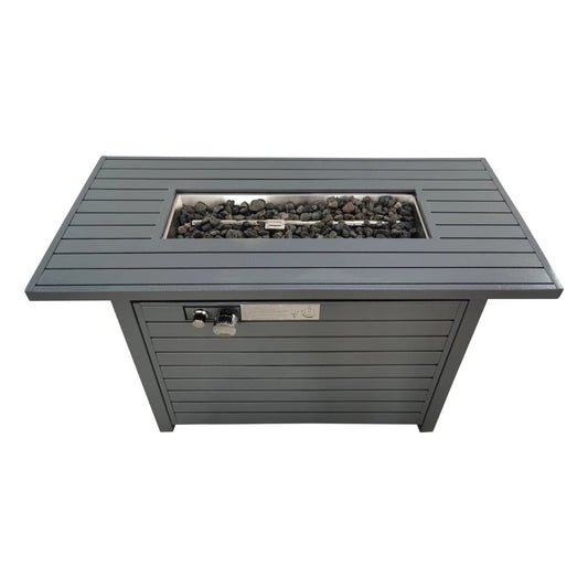 Outdoor Fire Pit Table with Lid, 50000 BTU, Gray Steel, 25 H x 42 W
