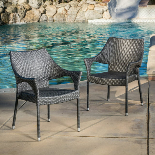 MIRAGE GREY PE WICKER STACKING ARMCHAIR,1PC