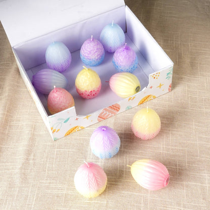 Easter Multi Pattern Egg Ombrey Candle Box Of 12 Pcs - Multi