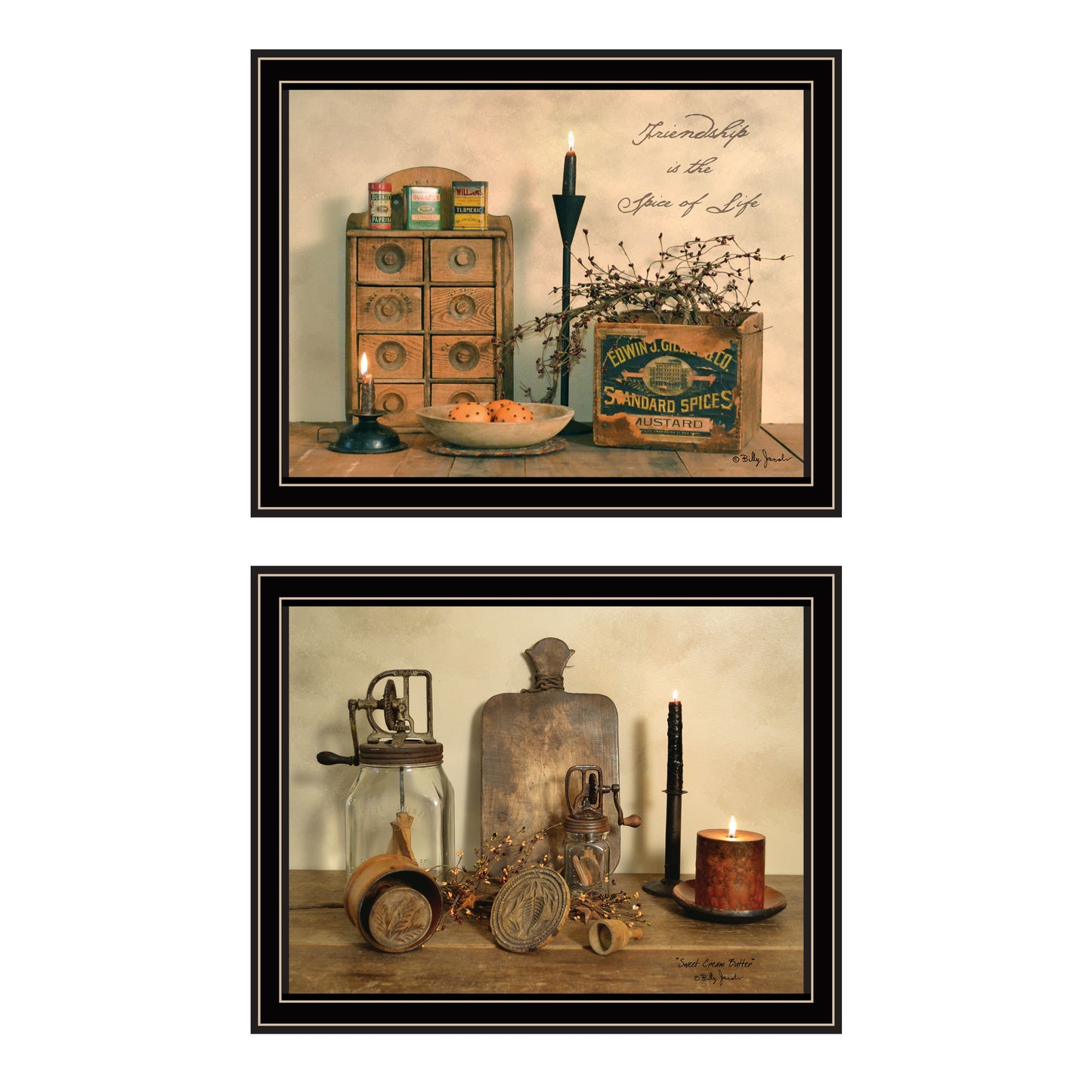 Trendy Decor 4U 2- Piece Vignette Friendship is the Spice of Life Black Framed Wall Art for Living Room, Bedroom Wall Art Print for Home Decor by Billy Jacobs