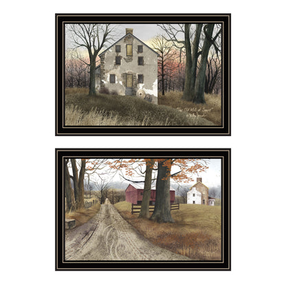 Trendy Decor 4U 2- Piece Vignette The Old Mill & A Road Home Black Framed Wall Art for Living Room, Bedroom Wall Art Print for Home Decor by Billy Jacobs